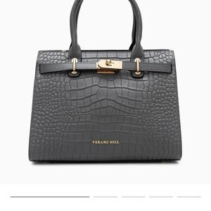Verano Hill Charcoal Crocodile Satchel